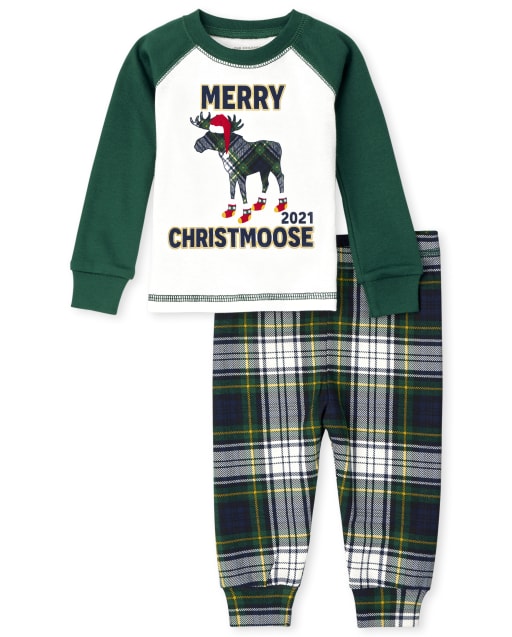 Baby And Toddler Matching Family Christmoose Snug Fit Cotton Pajamas