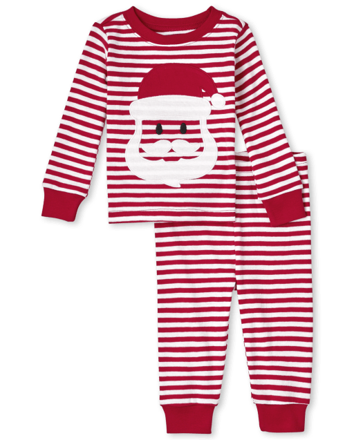 Baby And Toddler Santa Striped Snug Fit Cotton Pajamas
