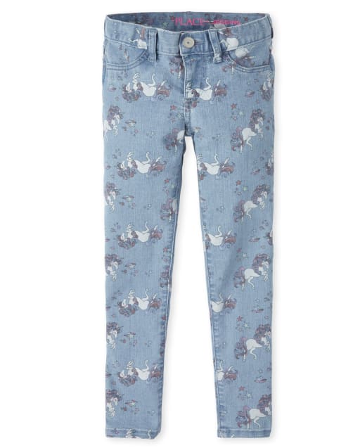 Girls Unicorn Denim Jeggings