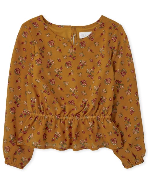Girls Floral Peasant Top