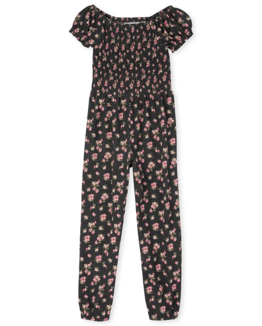 Combinaison smockée à fleurs pour fille