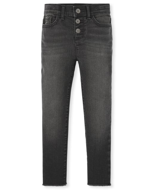 Girls Button Front Super Skinny Jeans