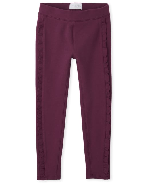 Girls Ruffle Ponte Knit Pull On Jeggings
