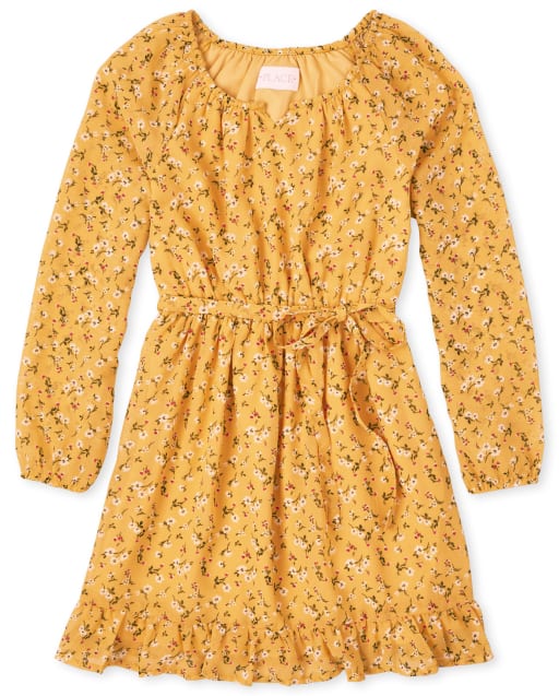 Girls Floral Peasant Dress