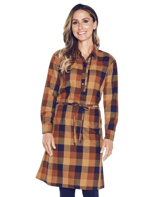 Womens Matching Family Plaid Shirt Dress