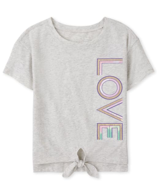 Girls Tie Front High Low Top