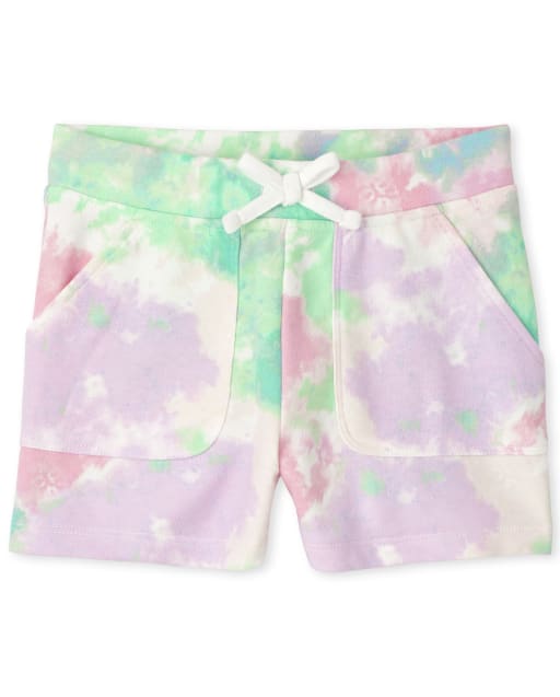 Girls Active Tie Dye Knit French Terry Shorts