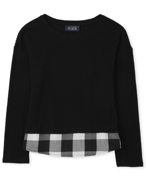 Pull léger 2 en 1 Buffalo Plaid pour fille
