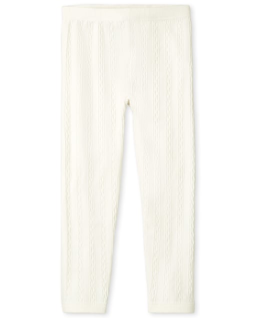 Girls Cable Knit Fleece Lined Leggings