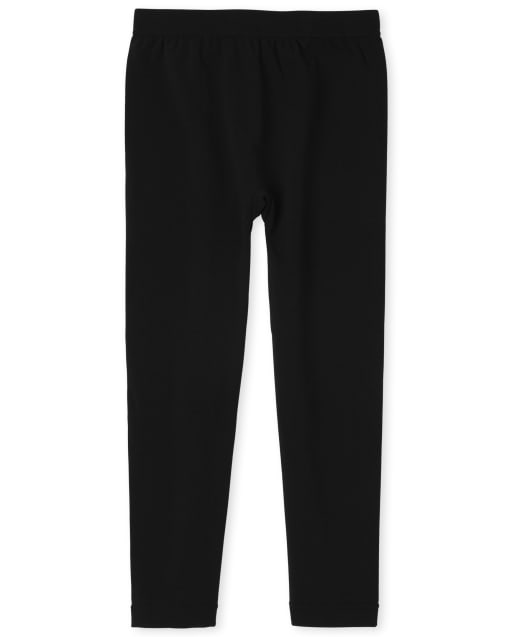 Girls black fleece leggings clearance