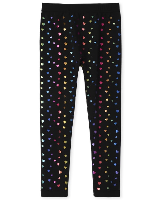 Leggings con forro polar de corazón para niñas