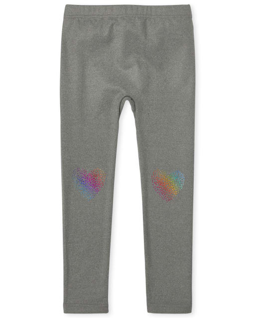 Leggings con forro polar de corazón para niñas