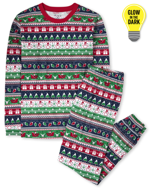 Adult Glow Christmas Fairisle Cotton Pajamas