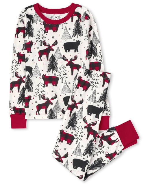 Kids Matching Family Winter Bear Snug Fit Cotton Pajamas