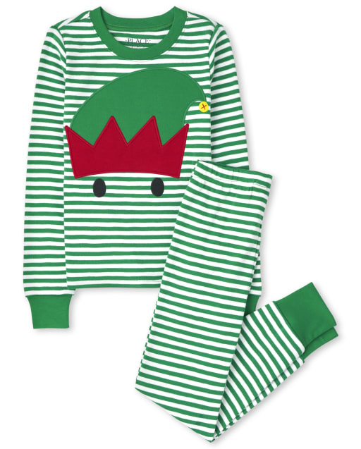 Kids Elf Striped Snug Fit Cotton Pajamas