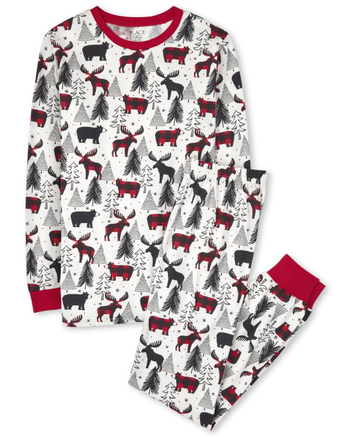 Unisex Adult Matching Family Christmas Long Sleeve Winter Bear Cotton Pajamas