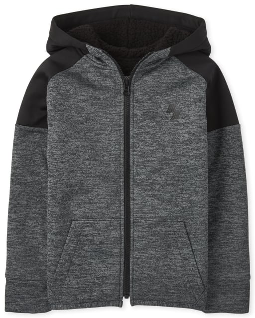 Sweat à capuche zippé Performance Sherpa color block pour garçon