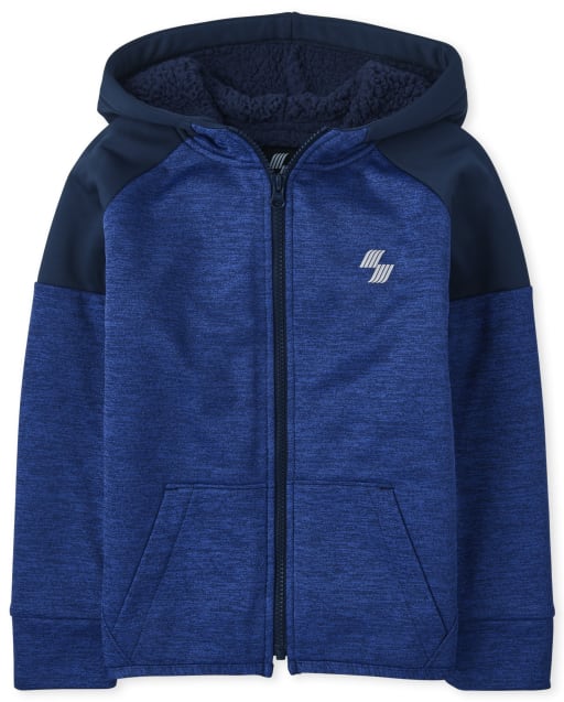 Boys Colorblock Sherpa Performance Zip Up Hoodie