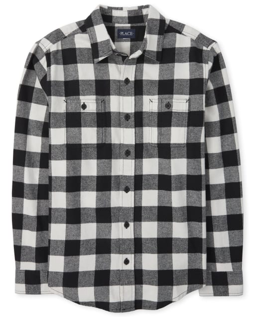 Mens Matching Family Buffalo Plaid Flannel Button Up Shirt