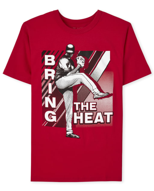 Boys Short Sleeve 'Bring The Heat' Baseball Graphic Tee