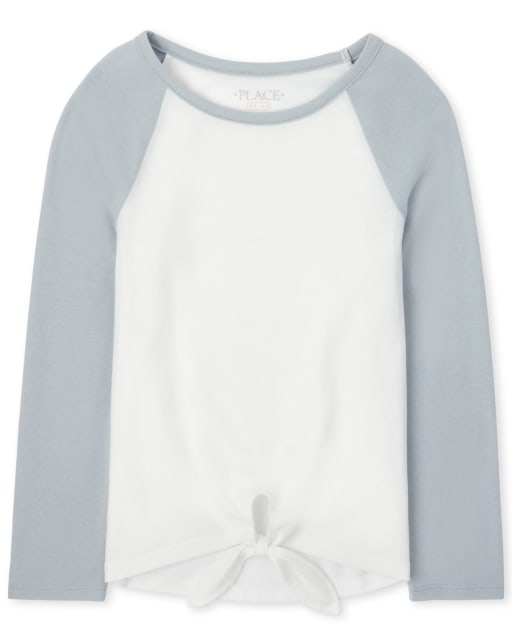 T-shirt superposé basique noué sur le devant pour fille