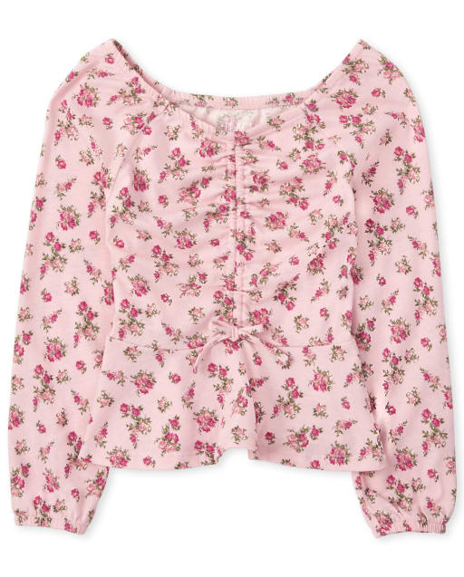 Girls Floral Peasant Top