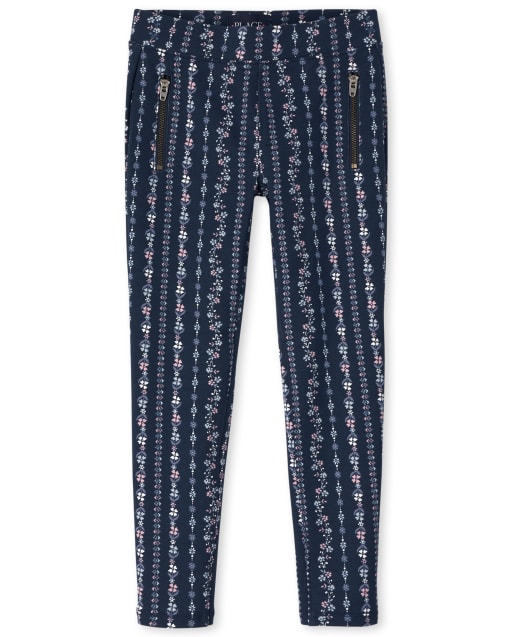 Girls Zip Ponte Knit Pull On Jeggings