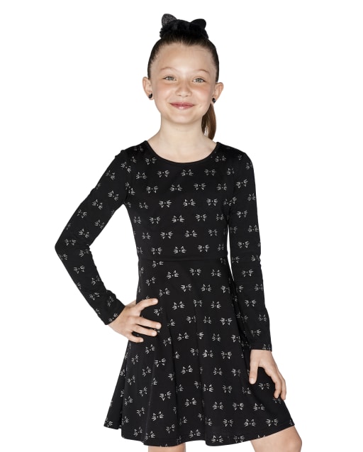 Girls Halloween Cat Everyday Dress