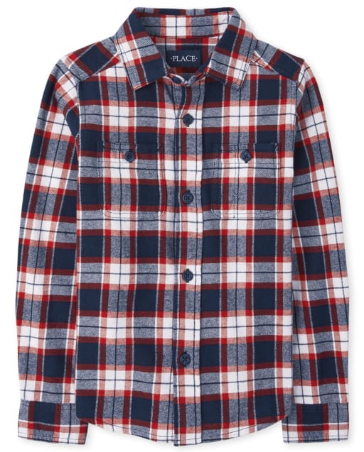 Boys Matching Family Plaid Flannel Button Up Shirt