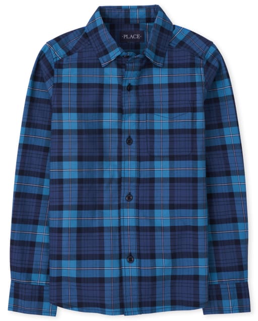 Camisa Oxford a cuadros con botones para niños
