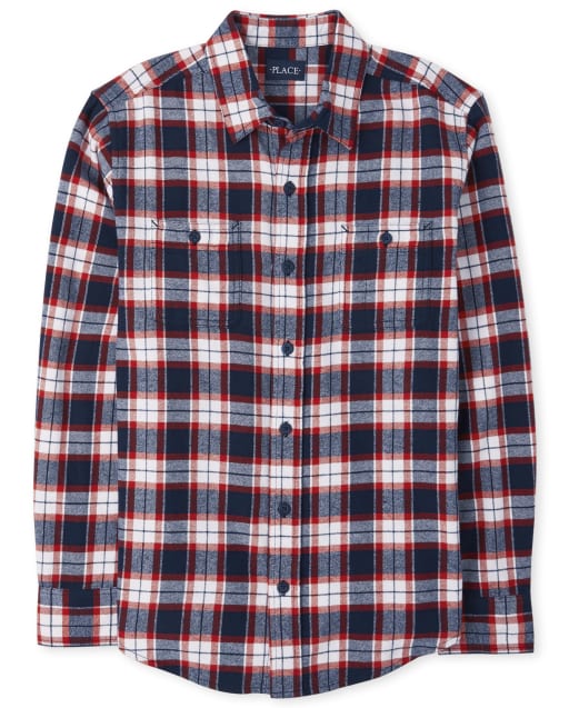 Mens Matching Family Plaid Flannel Button Up Shirt