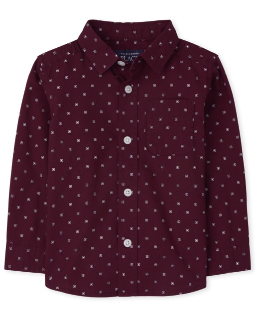 Baby And Toddler Boys Print Poplin Button Up Shirt