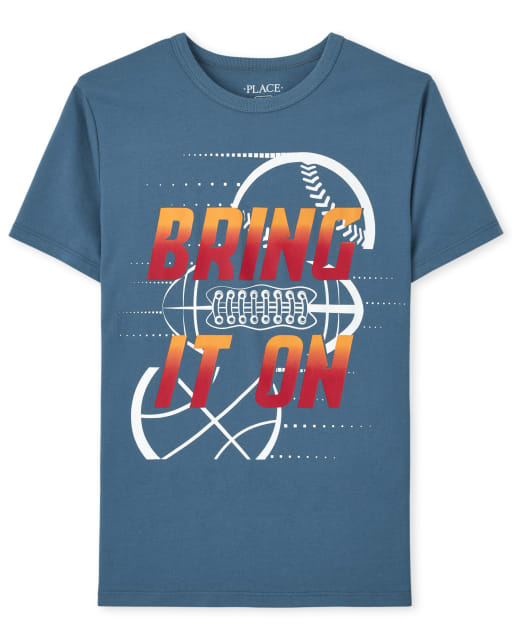 Boys Short Sleeve 'Bring It On' Sports Graphic Tee