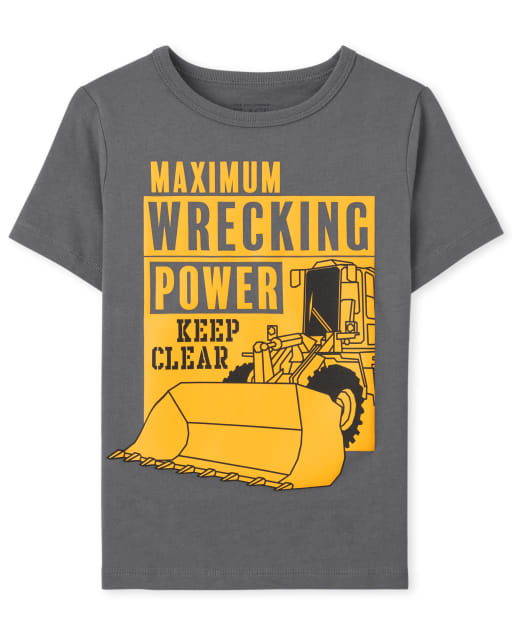 Baby And Toddler Boys Short Sleeve 'Maximum Wrecking Power Keep Clear' Graphic Tee
