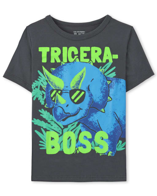 Baby And Toddler Boys Short Sleeve 'Tricera-Boss' Dino Boss Graphic Tee
