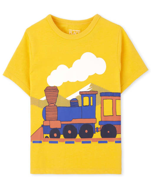 Camiseta con estampado de tren para niños pequeños