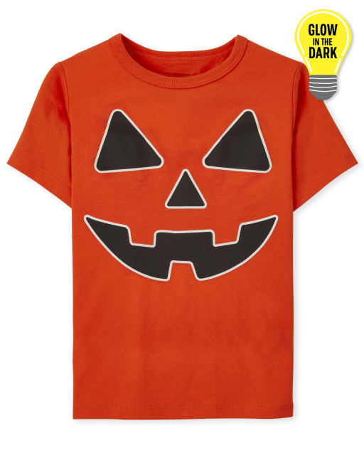 Baby and Toddler Boys Glow Pumpkin Face Graphic Tee