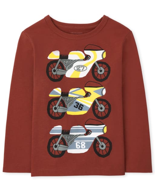 Baby And Toddler Boys Long Sleeve Motorcycle Graphic Tee