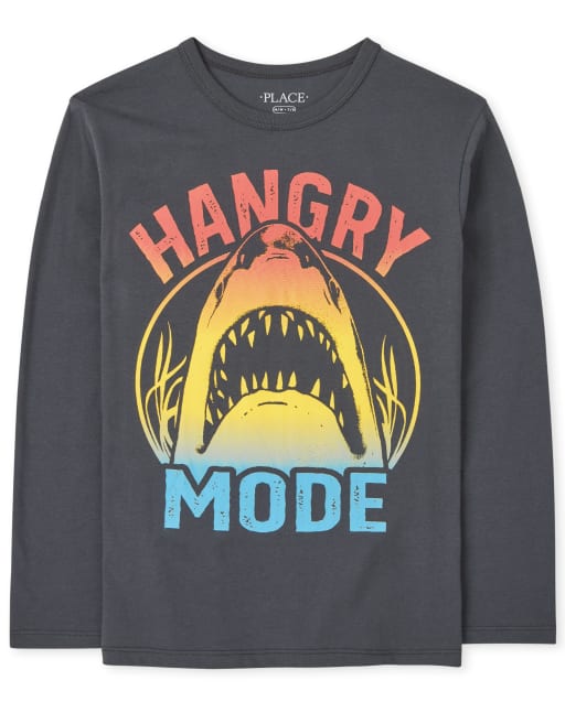 Boys Hangry Mode Shark Graphic Tee