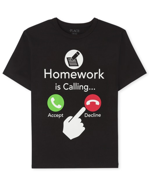 Boys Homework Calling Graphic Tee