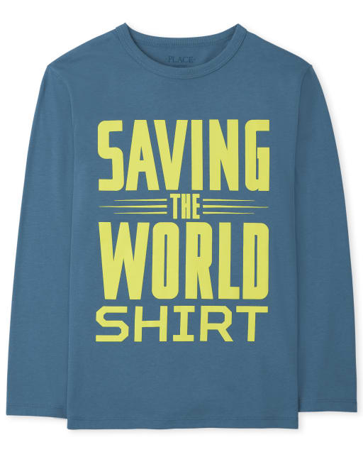 T-shirt graphique pour garçons, Sauver le monde