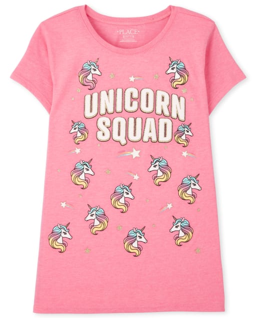 Girls Short Sleeve 'Unicorn Squad' Graphic Tee