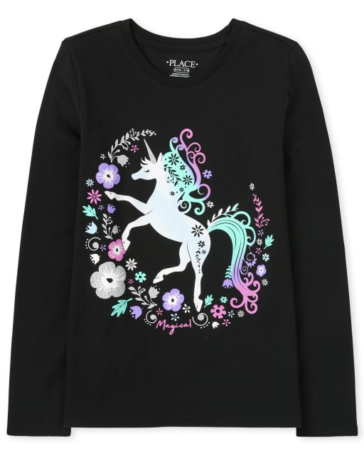 T-shirt graphique licorne pour filles