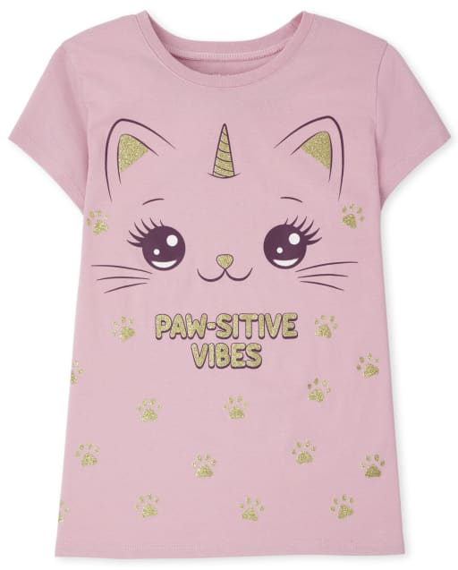 T-shirt graphique Paw-Sitive Vibes pour fille
