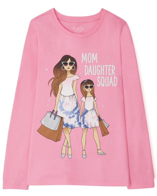 T-shirt graphique Mom Daughter Squad pour filles