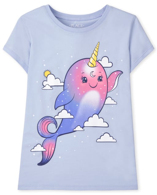 Camiseta con estampado Narwhal para niñas