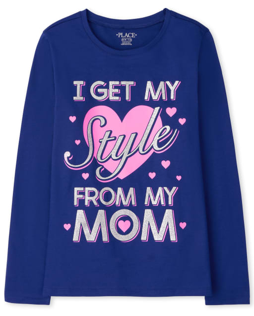 Details about / Childrens Place Girls T Shirt Blue Fabulous Like Mommy Long Sleeve