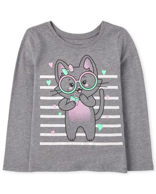 Toddler Girls Cat Graphic Tee