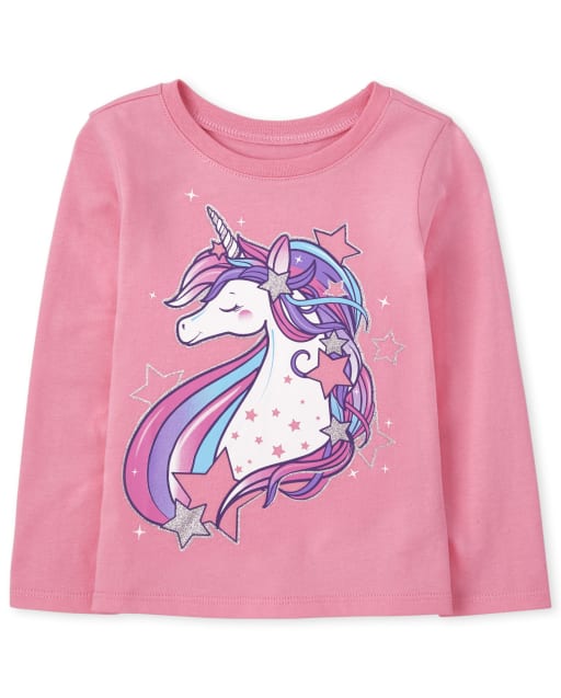 T-shirt graphique étoiles licorne pour petites filles