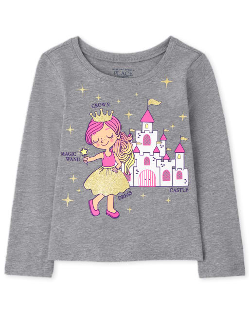 Baby and Toddler Long Sleeve Girls Princess Graphic Tee